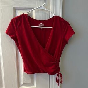 Hollister Red Crop Wrap Blouse